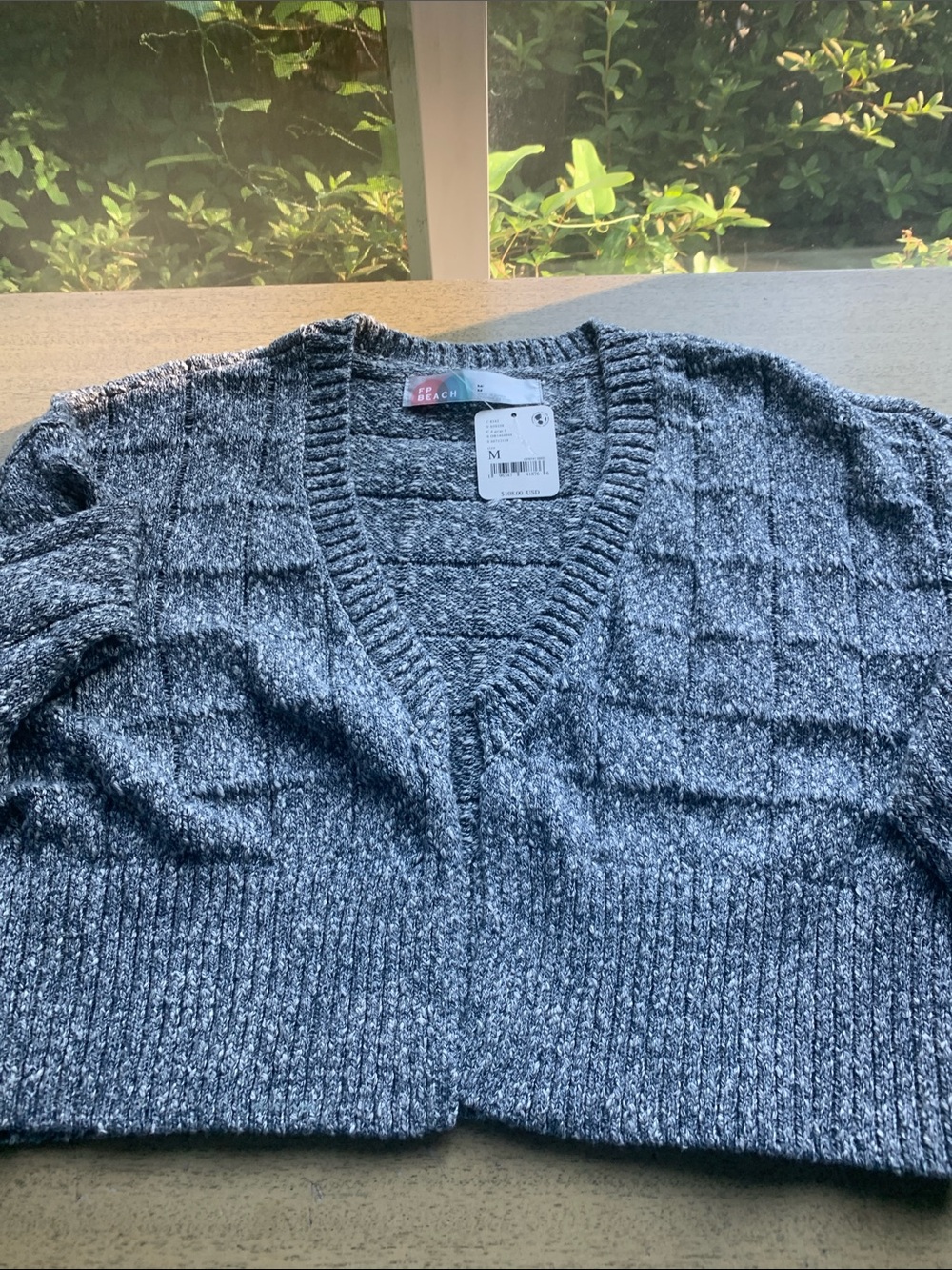 Free People V-Neck Textured Sweater - Gray